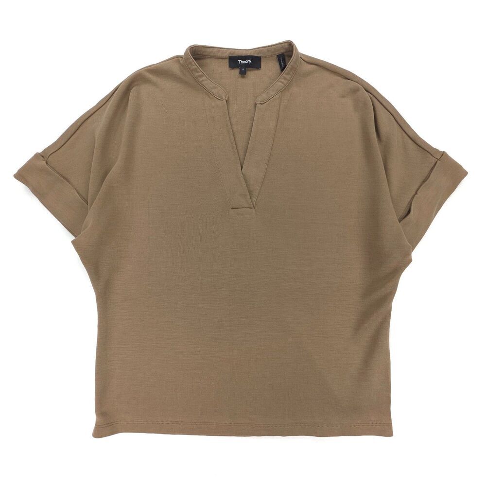 NEW Theory Dolman Sleeve Henley in Lyocell Jersey Minimal Old Money Quiet Luxury
